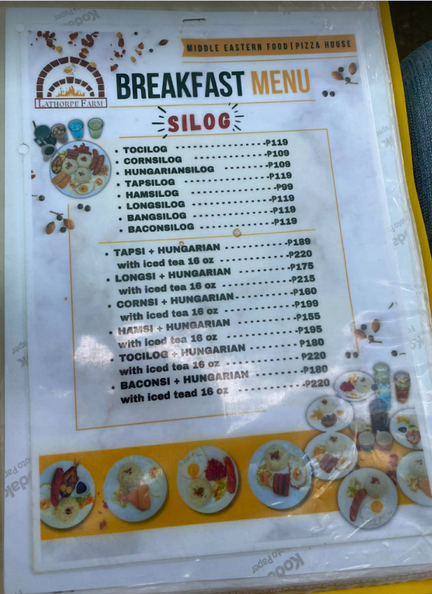 Menu photo